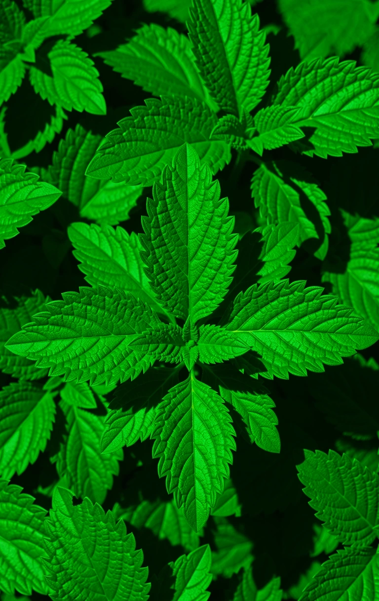 Daun Kumis Kucing segar dengan detail tinggi